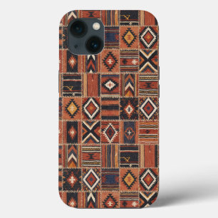Rustikaler Patchwork-Kilim-Geometrie-Teppich iPhone 13 Hülle