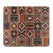 Rustikaler Patchwork-Kilim-Geometrie-Teppich Schneidebrett (Vorderseite)