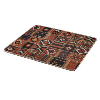 Rustikaler Patchwork-Kilim-Geometrie-Teppich Schneidebrett