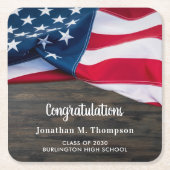 Rustikaler Patriotischer Abschluss Amerikanischer  Rechteckiger Pappuntersetzer (Vorderseite)