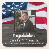 Rustikaler patriotischer amerikanischer Abschluss Rechteckiger Pappuntersetzer (Vorderseite)