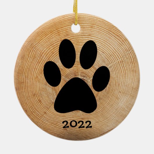 Rustikaler Paw-Druck Keramik Ornament (Hinten)