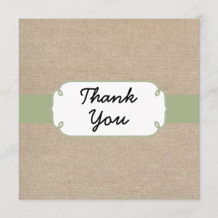 Rustikaler Peridot und beige Leinwand dankt Ihnen Dankeskarte