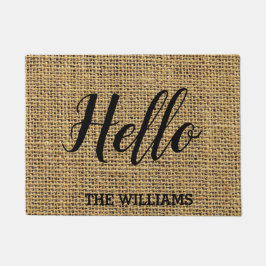 Rustikaler Personalisierter Familienname mit Hallo Fußmatte