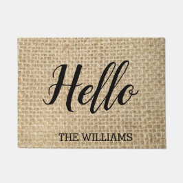 Rustikaler Personalisierter Familienname mit Hallo Fußmatte