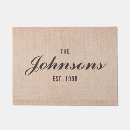 Rustikaler Personalisierter Nachname Fußmatte (Vorderseite)