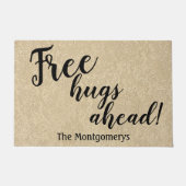Rustikaler Personalisierter Name Freie Hugs vor Em Fußmatte (Vorderseite)