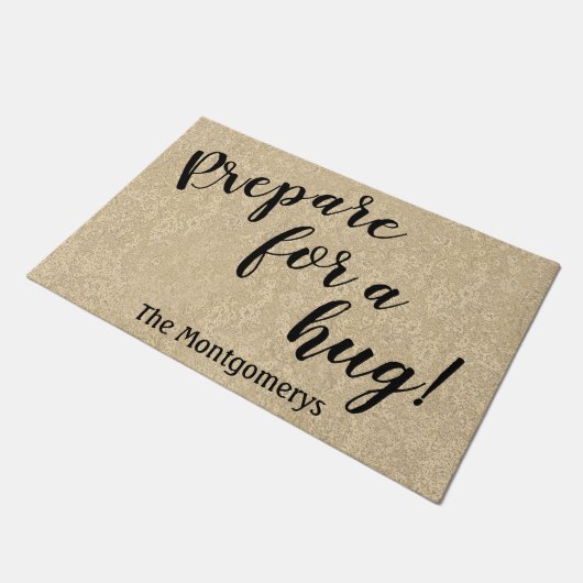 Rustikaler Personalisierter Name Spaß bereitet sic Fußmatte (Schrägansicht)