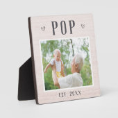 Rustikaler Personalisierter Pop Grandpa Foto Fotoplatte (Vorderseite)