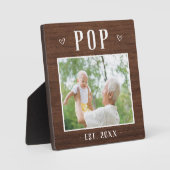 Rustikaler Personalisierter Pop Grandpa Foto Fotoplatte (Vorderseite)