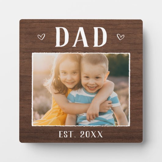 Rustikaler Personalisierter Vater Fotoplatte (Vorderseite)