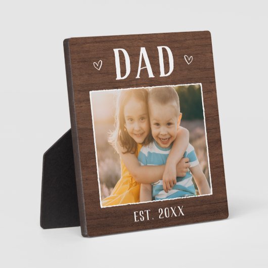 Rustikaler Personalisierter Vater Fotoplatte (Vorderseite)