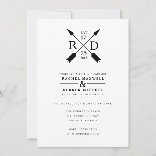 Rustikaler Pfeil | Hochzeit Einladung (Vorderseite)