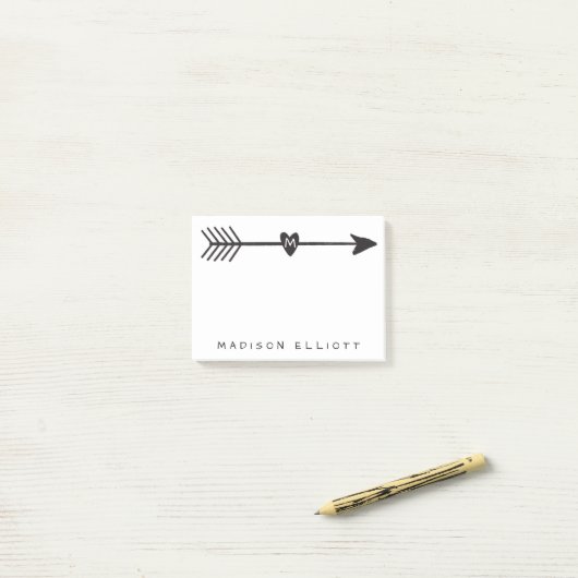 Rustikaler Pfeil-personalisierte klebrige Post-it Klebezettel (Auf Schreibtisch)