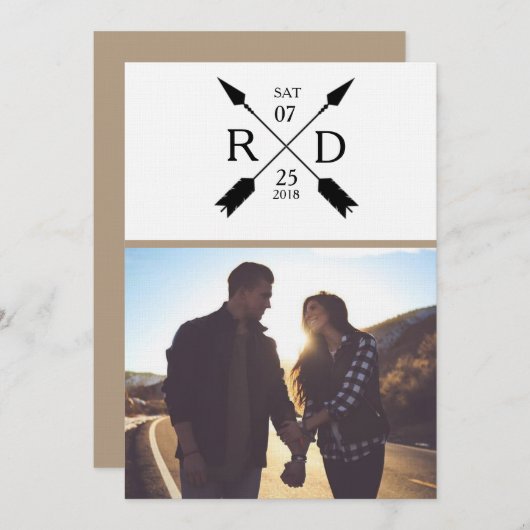 Rustikaler Pfeil | SAVE THE DATE | Hochzeit von Fo (Vorne/Hinten)