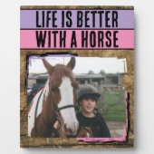 Rustikaler Pferdefreund 1 Foto lila rosa Fotoplatte (Vorderseite)