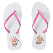 Rustikaler Pfirsich und Mauve Wasserfarbe Badesandalen (Fußbett)