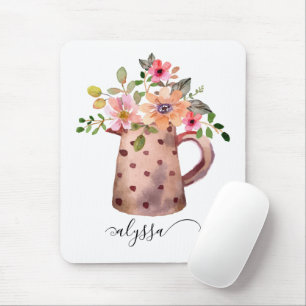 Rustikaler Pfirsich und Mauve Wasserfarbe Mousepad