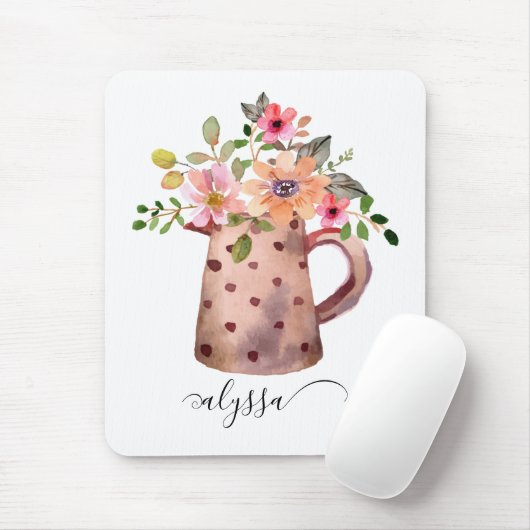 Rustikaler Pfirsich und Mauve Wasserfarbe Mousepad (Mit Mouse)