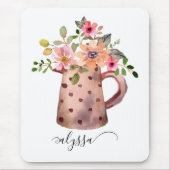 Rustikaler Pfirsich und Mauve Wasserfarbe Mousepad (Vorne)