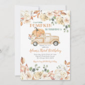 Rustikaler Pfirsichkeimer Pumpkin wird 3 Geburtsta Einladung (Vorderseite)