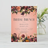 Rustikaler Pfirsichwein und Lila Brauchtum Brunch Einladung (Stehend Vorderseite)
