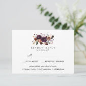 Rustikaler Pflaumen | Boho Hochzeit RSVP MEAL Opti Karte (Stehend Vorderseite)