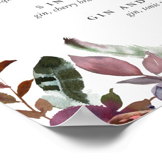 Rustikaler Pflaumen | Cocktail-Menü für Hochzeitss Poster (Ecke)