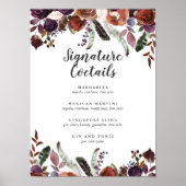 Rustikaler Pflaumen | Cocktail-Menü für Hochzeitss Poster (Vorne)