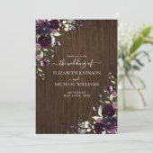Rustikaler Pflaumenmarmor Lila Einladung (Stehend Vorderseite)