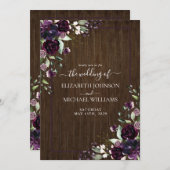 Rustikaler Pflaumenmarmor Lila Einladung (Vorne/Hinten)