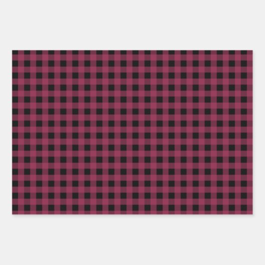 Rustikaler Pflaumenschwarz Kariert Buffalo Karo Mi Geschenkpapier Set (Vorderseite 2)