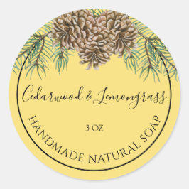 Rustikaler Pine Cone Cedarwood Lemongrass Seifenau Runder Aufkleber