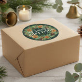 Rustikaler Pine Driving Orange Wreath Green Holida Runder Aufkleber