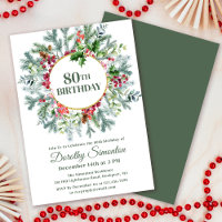 Rustikaler Pine Holly Berry Wreath 80. Geburtstag