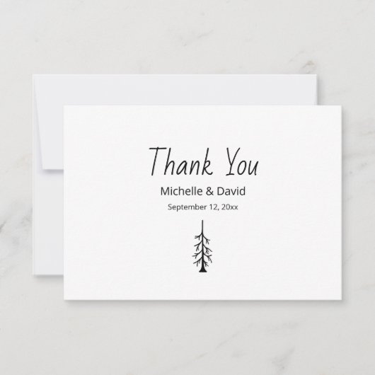 Rustikaler Pine Tree Moderne Lässige Hochzeit Dankeskarte (Vorderseite)