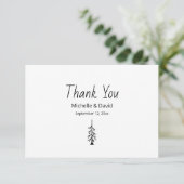 Rustikaler Pine Tree Moderne Lässige Hochzeit Dankeskarte (Stehend Vorderseite)