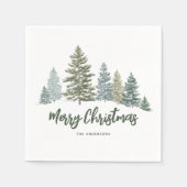 Rustikaler Pine Tree Personalisiertes Weihnachten Serviette (Vorderseite)
