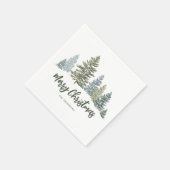 Rustikaler Pine Tree Personalisiertes Weihnachten Serviette (Ecke)