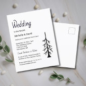 Rustikaler Pine Tree Simple Evergreen Lässig Weddi Einladungspostkarte