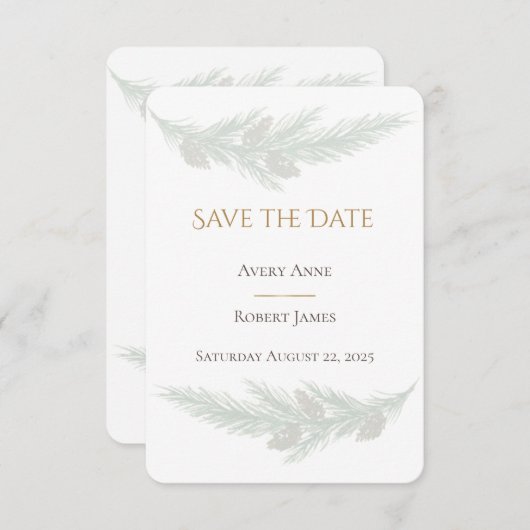 Rustikaler Pine Wasserfarbe Save the Date (Vorne/Hinten)