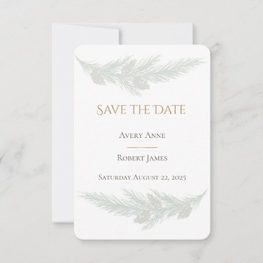 Rustikaler Pine Wasserfarbe Save the Date (Vorderseite)