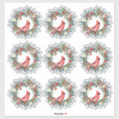 Rustikaler Pine Wreath Kardinal Weihnachtsgeschenk Aufkleber (Blatt)