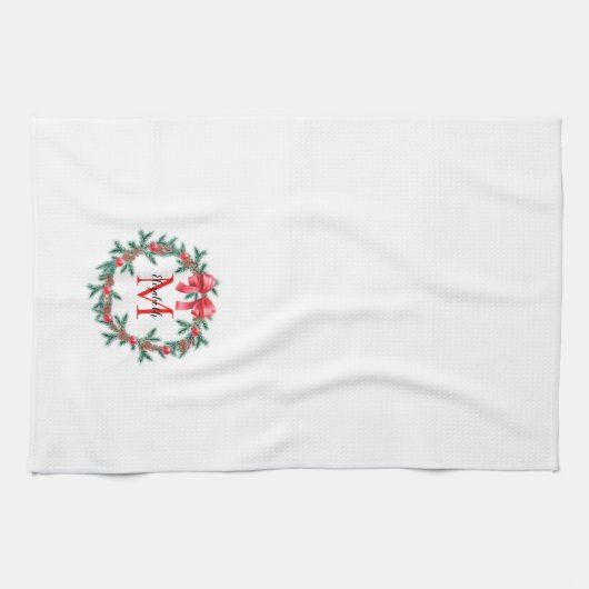 Rustikaler Pinecone | Bauble Christmas Wreath Mono Geschirrtuch (Horizontal)