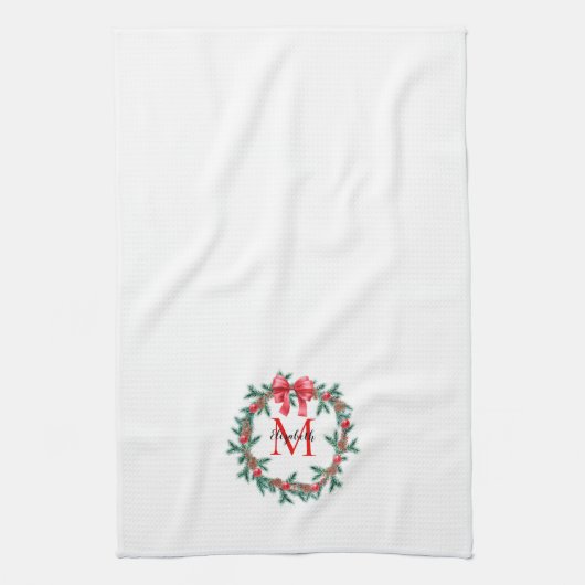 Rustikaler Pinecone | Bauble Christmas Wreath Mono Geschirrtuch (Vertikal)