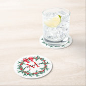 Rustikaler Pinecone | Bauble Christmas Wreath Mono Runder Pappuntersetzer (Vor Ort)