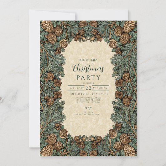Rustikaler Pinecone Einladung (Vorderseite)