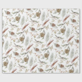 Rustikaler Pinecone & Evergreen Weihnachten Geschenkpapier (Flach)