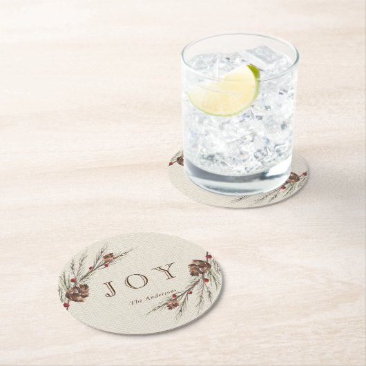 Rustikaler Pinecone kundenspezifischer Runder Pappuntersetzer (Vor Ort)