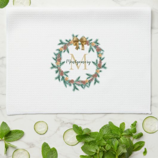 Rustikaler Pinecone | Stars Weihnachtsfeier Geschirrtuch (Gefaltet)